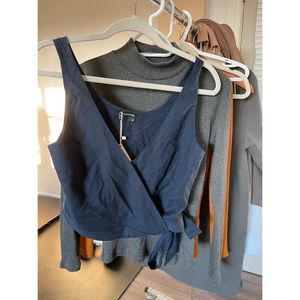 Frank & Oak Navy Wrap Tank Top